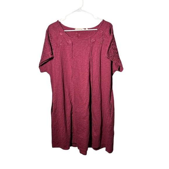 Soft Surroundings Embroidered Gladstone Dress In mauve knee length size 2x - Picture 1 of 7